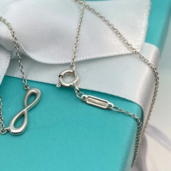 Tiffany & Co. Mini Infinity Pendant Necklace 16- 18” .925 Sterling